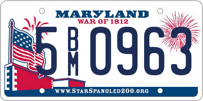 MD license plate 5BM0963
