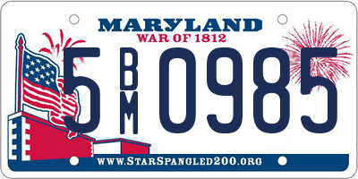 MD license plate 5BM0985