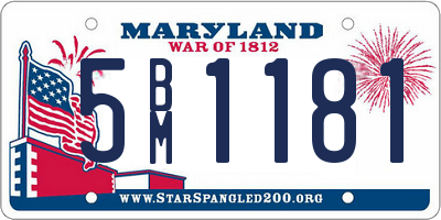 MD license plate 5BM1181