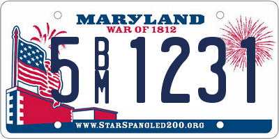 MD license plate 5BM1231