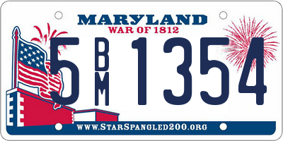 MD license plate 5BM1354