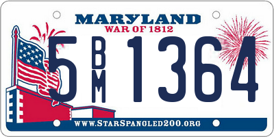 MD license plate 5BM1364