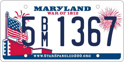 MD license plate 5BM1367