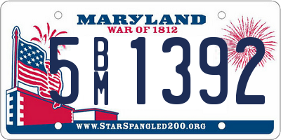 MD license plate 5BM1392