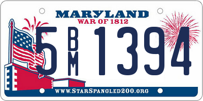MD license plate 5BM1394