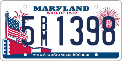 MD license plate 5BM1398