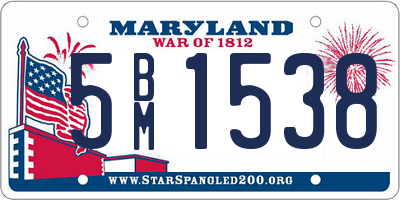 MD license plate 5BM1538