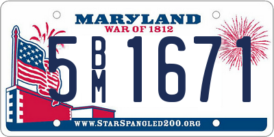 MD license plate 5BM1671