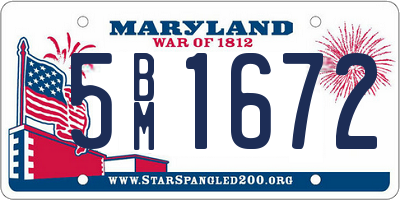 MD license plate 5BM1672
