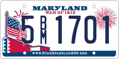 MD license plate 5BM1701