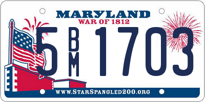MD license plate 5BM1703