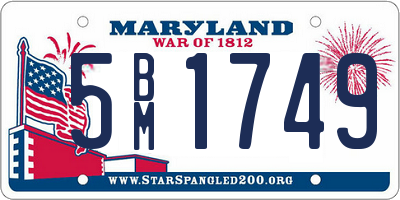 MD license plate 5BM1749