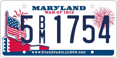 MD license plate 5BM1754