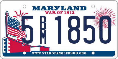 MD license plate 5BM1850