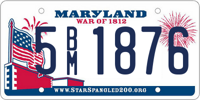 MD license plate 5BM1876