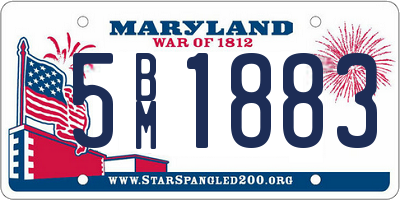 MD license plate 5BM1883