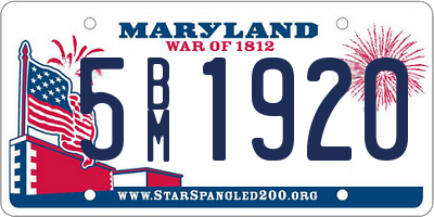 MD license plate 5BM1920