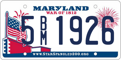 MD license plate 5BM1926