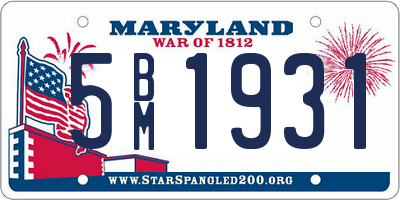 MD license plate 5BM1931