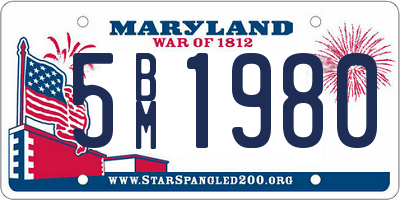 MD license plate 5BM1980