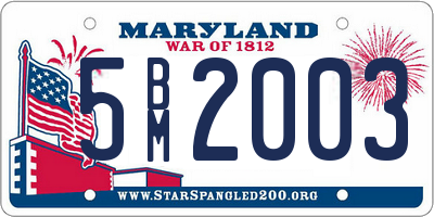 MD license plate 5BM2003