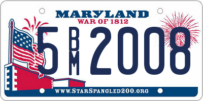 MD license plate 5BM2008