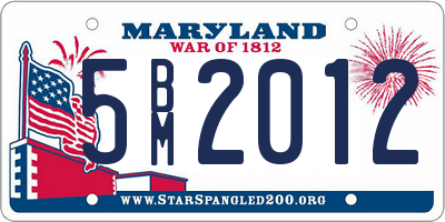 MD license plate 5BM2012