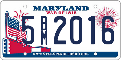 MD license plate 5BM2016