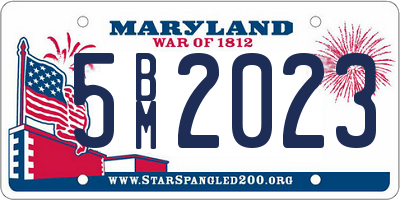 MD license plate 5BM2023