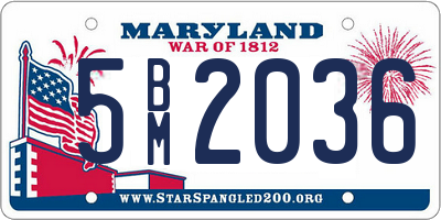 MD license plate 5BM2036