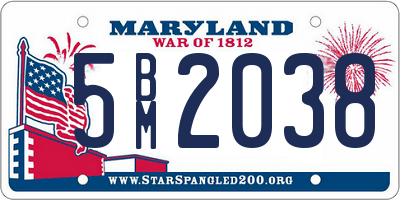 MD license plate 5BM2038