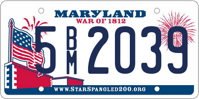MD license plate 5BM2039