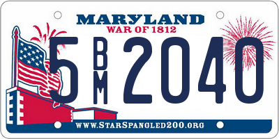 MD license plate 5BM2040