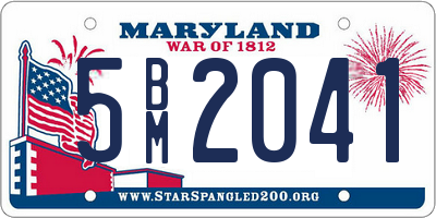 MD license plate 5BM2041