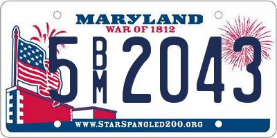 MD license plate 5BM2043