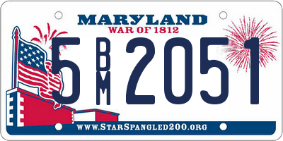 MD license plate 5BM2051