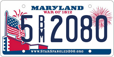 MD license plate 5BM2080