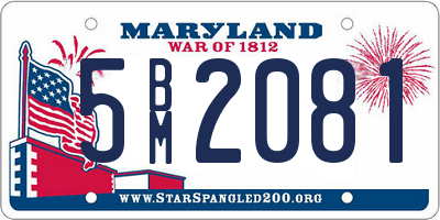 MD license plate 5BM2081