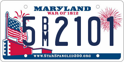 MD license plate 5BM2101