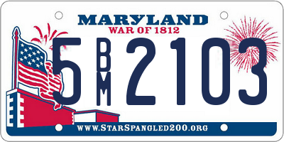 MD license plate 5BM2103