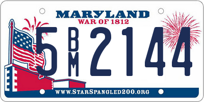 MD license plate 5BM2144