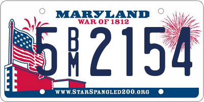 MD license plate 5BM2154