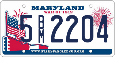 MD license plate 5BM2204