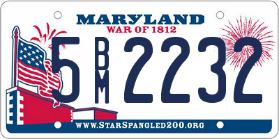 MD license plate 5BM2232