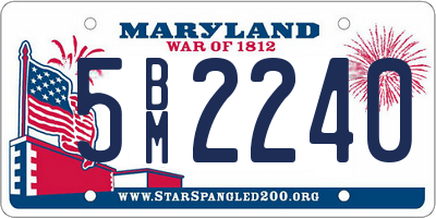 MD license plate 5BM2240