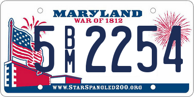 MD license plate 5BM2254