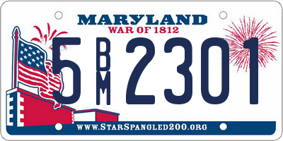 MD license plate 5BM2301