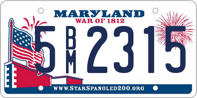 MD license plate 5BM2315