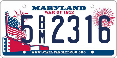 MD license plate 5BM2316