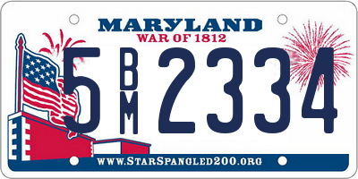 MD license plate 5BM2334